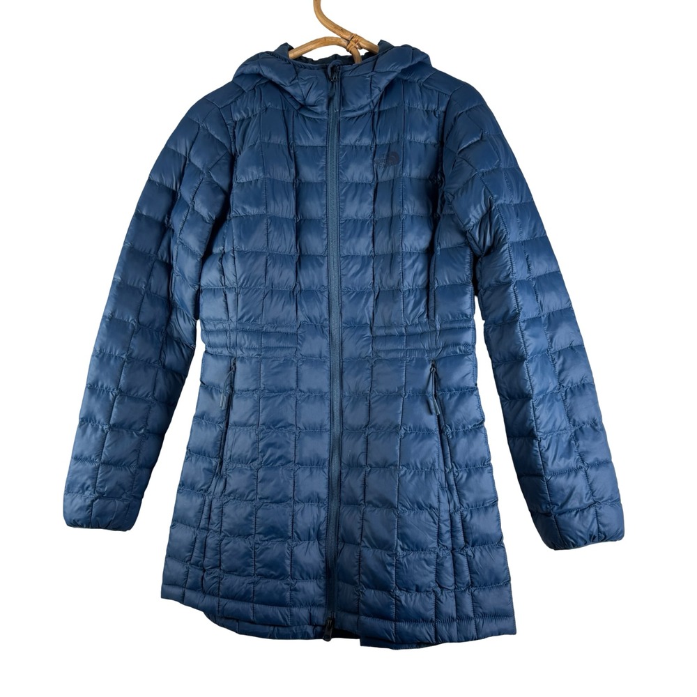 New The North Face Womens Quilt Thermoball Eco Parka Blue Jacket Coat Sz S